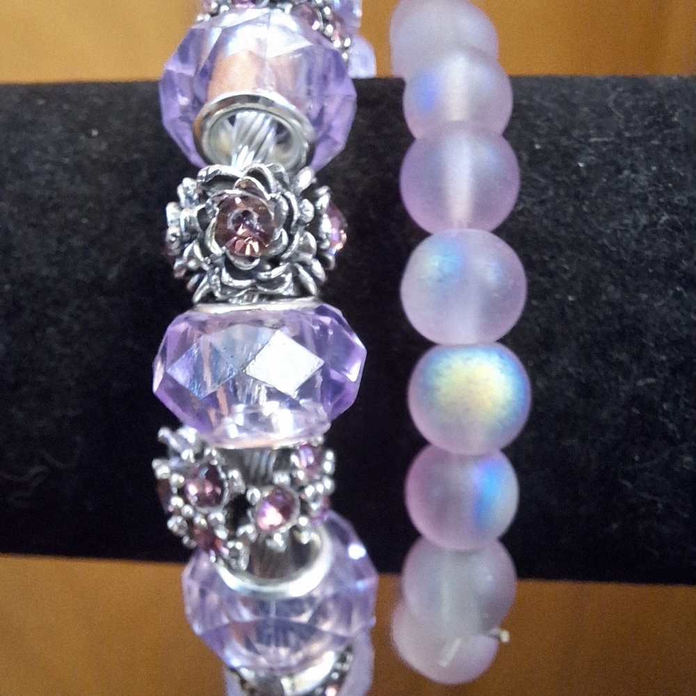 Elegant Purple Beaded Bracelet Set